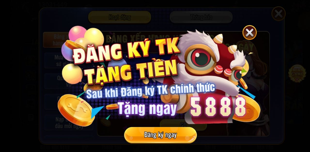 đăng ký tài khoản 8us Club tặng 5888 đồng